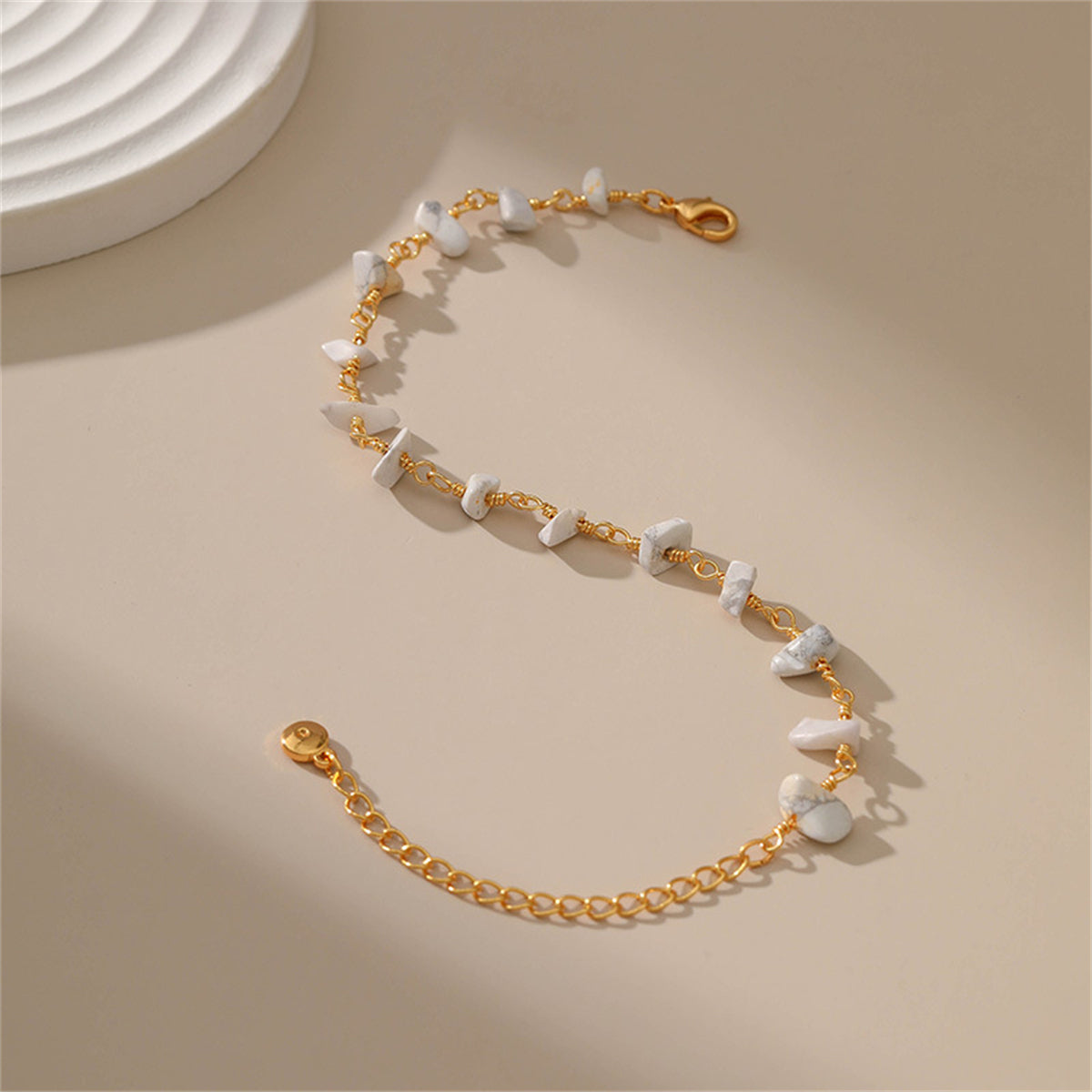 White Turquoise & 18K Gold-Plated Bracelet