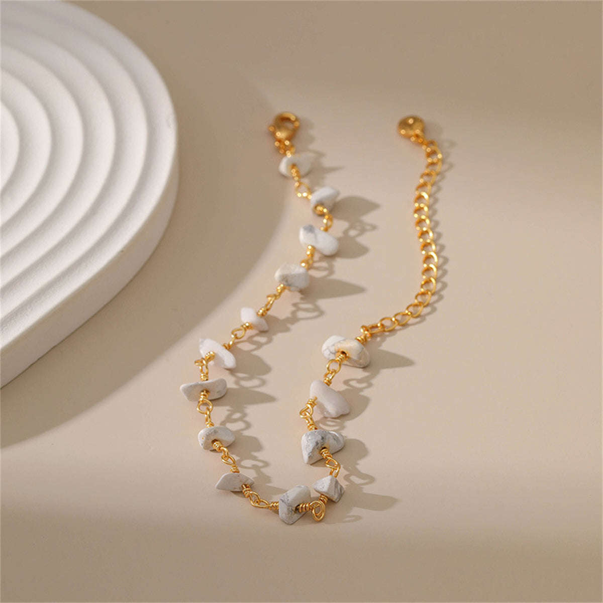 White Turquoise & 18K Gold-Plated Bracelet