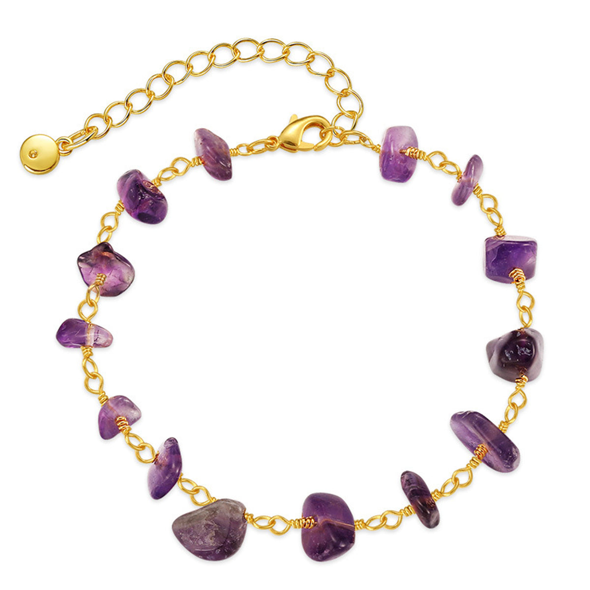Purple Resin and 18K Gold-Plated Bracelet, gold bracelet for women, dainty minimalist design, front view
