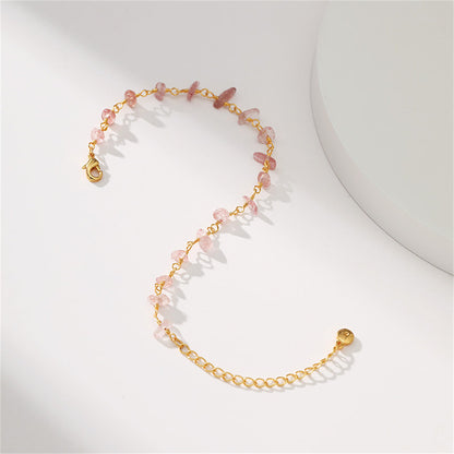 Pink Resin and 18K Gold-Plated Bracelet, gold bracelet for women, elegant gift for her, lifestyle look