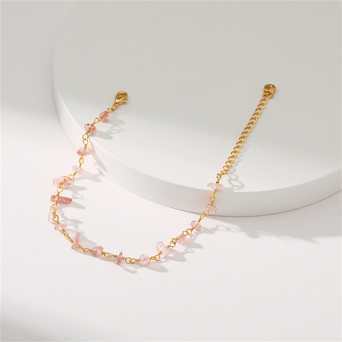 Pink Resin and 18K Gold-Plated Bracelet, gold bracelet for women, elegant gift for her, side view