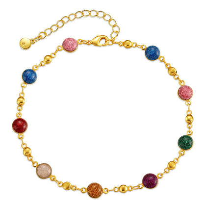 Resin Beads and 18K Gold-Plated Station Bracelet, gold bracelet for women, dainty minimalist design, front view