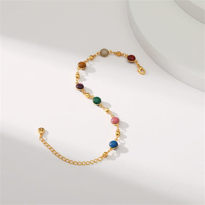 Resin Beads and 18K Gold-Plated Station Bracelet, gold bracelet for women, dainty minimalist design, lifestyle look