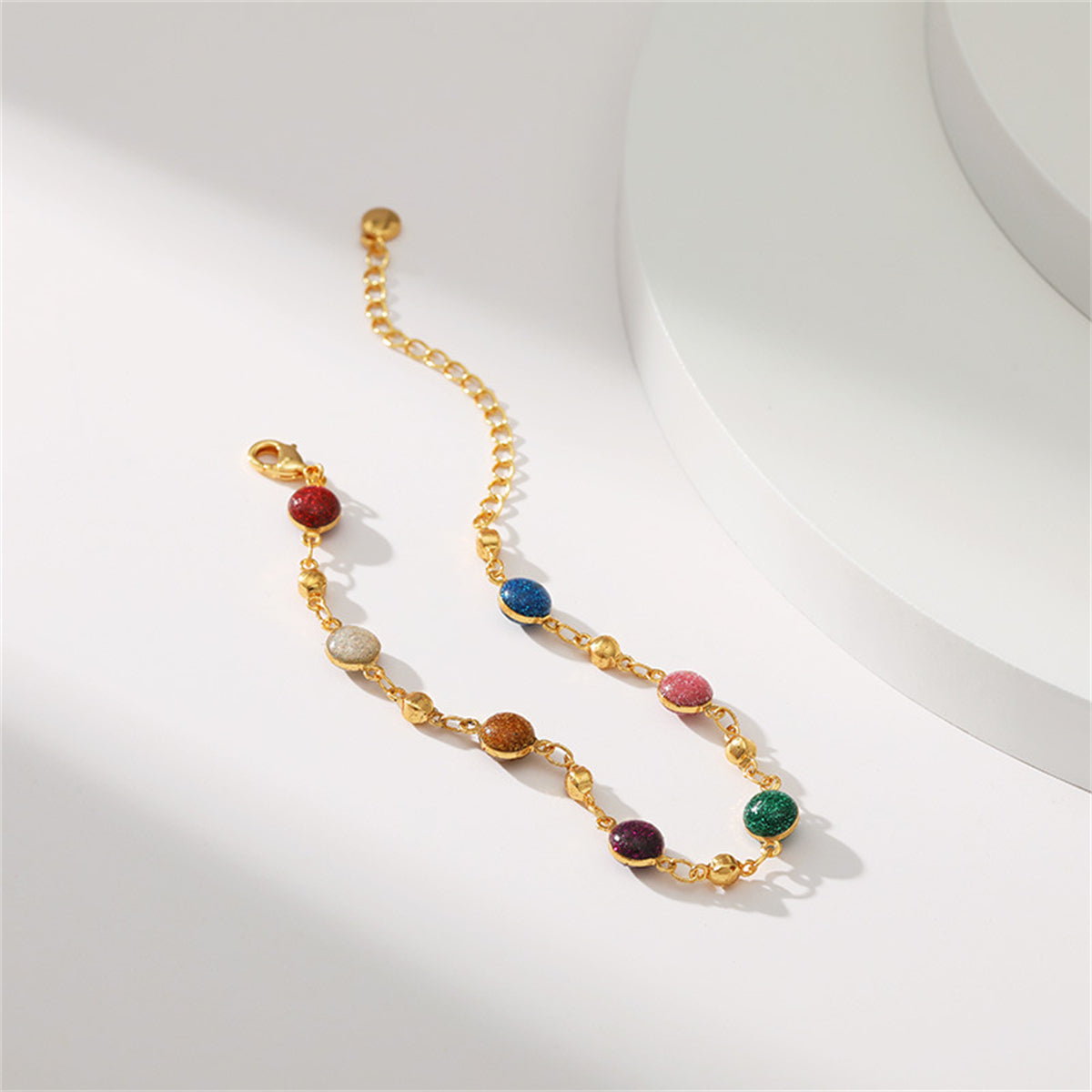 Resin Beads and 18K Gold-Plated Station Bracelet, gold bracelet for women, dainty minimalist design, styled look