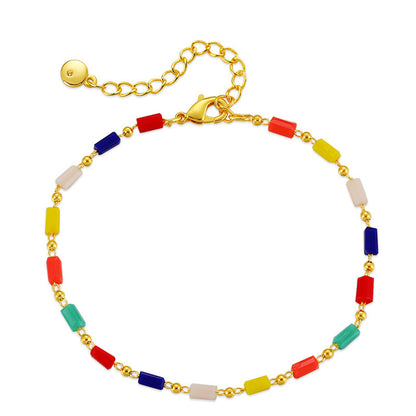 Red and Blue Beaded Bracelet, bracelet for women, elegant gift for her, front view