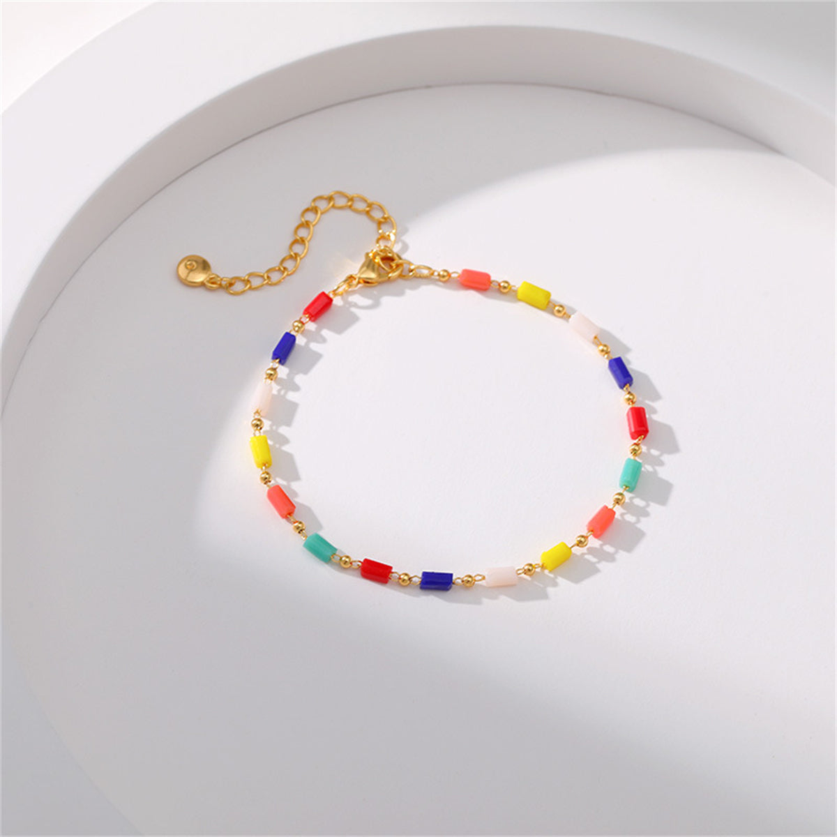 Red and Blue Beaded Bracelet, bracelet for women, elegant gift for her, side view