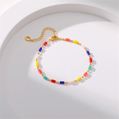 Red and Blue Beaded Bracelet, bracelet for women, elegant gift for her, side view