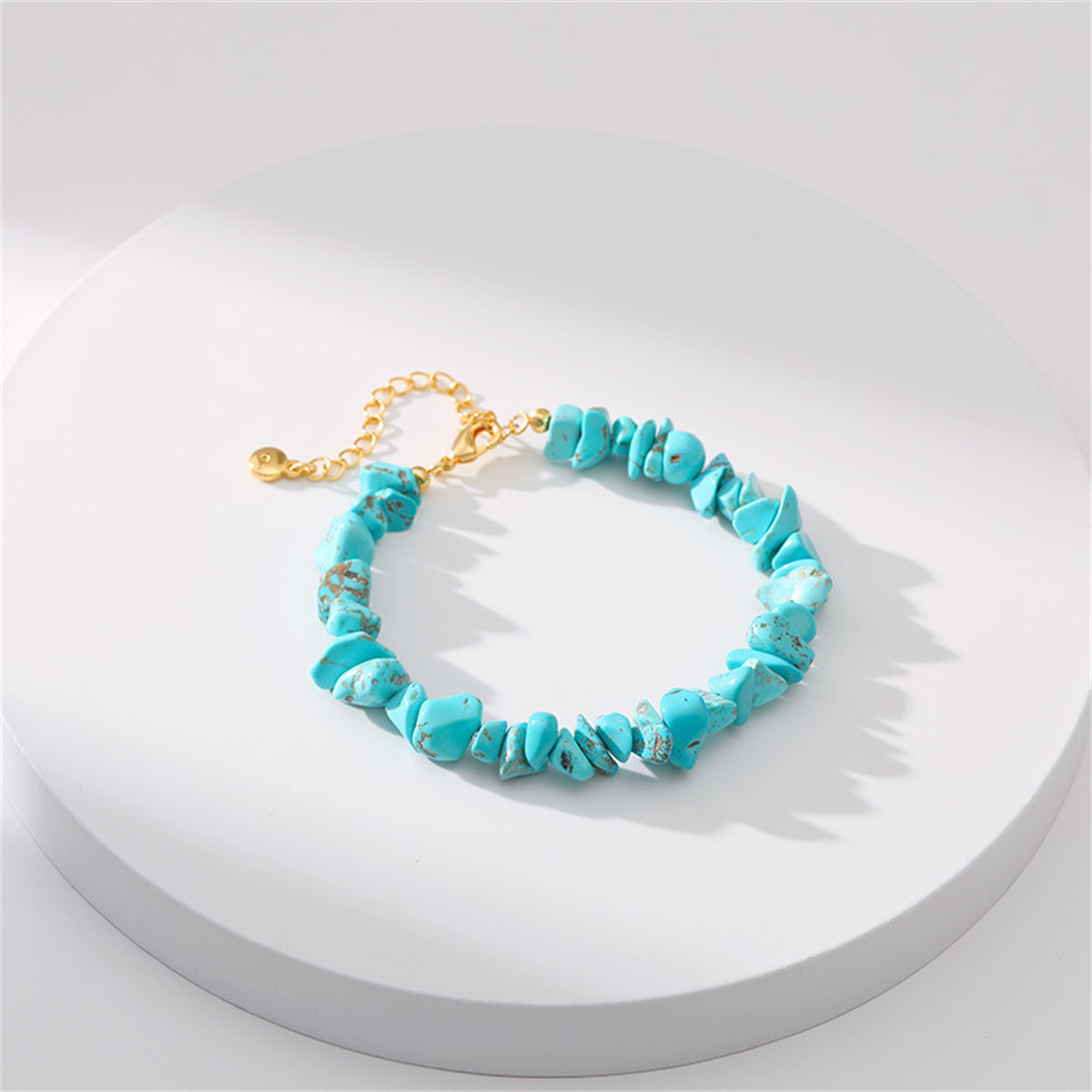 Turquoise Stone Chip Beaded Bracelet, bracelet for women, botanical inspired, detail close-up