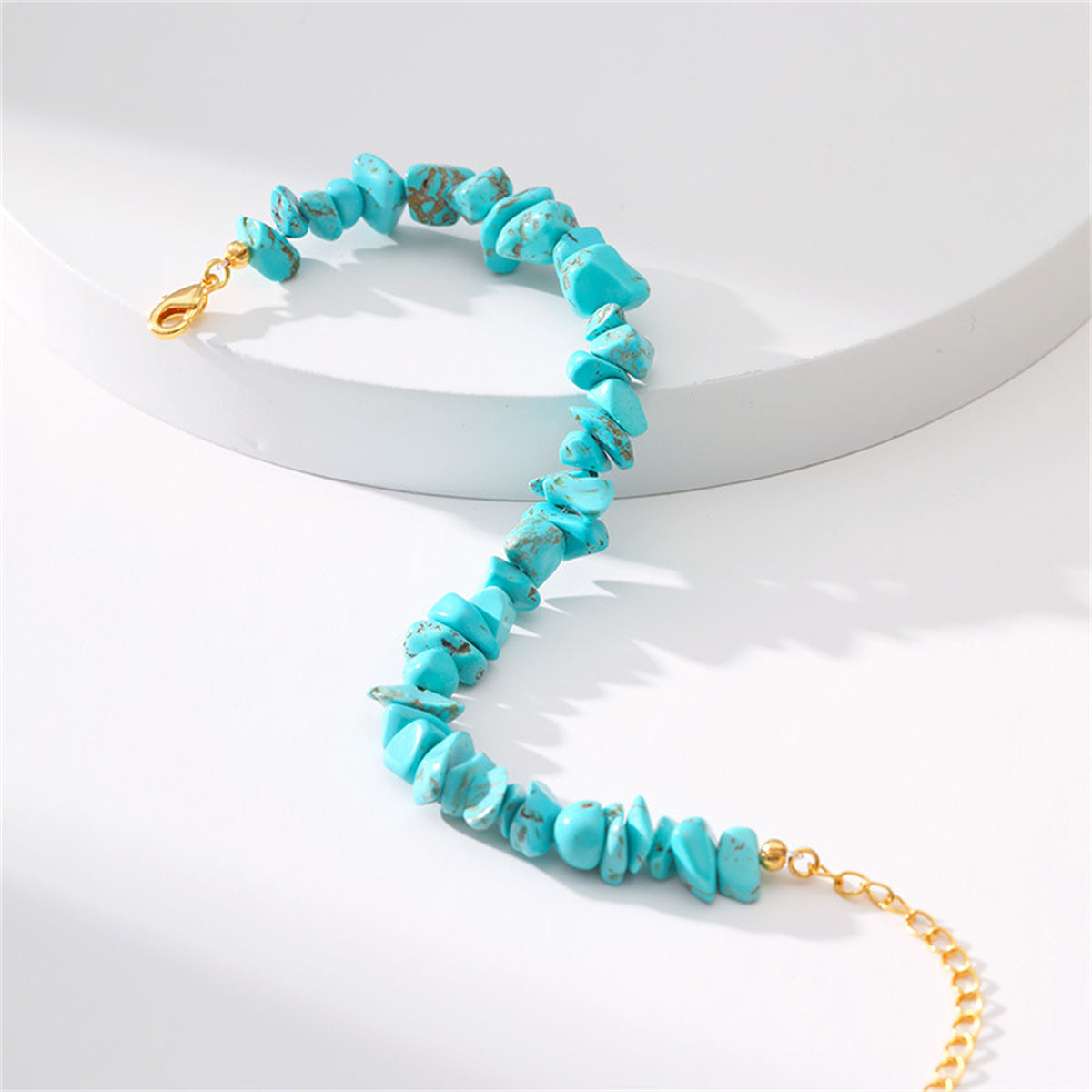Turquoise Stone Chip Beaded Bracelet, bracelet for women, botanical inspired, side view