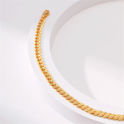 18K Gold-Plated Textured Curb Chain Bracelet, gold bracelet for women, everyday style, styled look