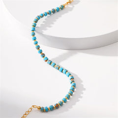 Blue Turquoise & 18K Gold-Plated Bead Bracelet