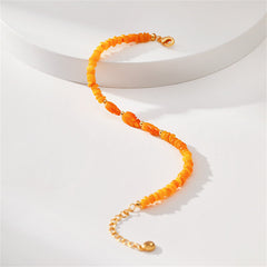 Orange Shell & 18K Gold-Plated Leaves Beaded Bracelet