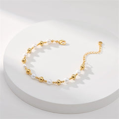 Pearl & 18K Gold-Plated Beaded Bracelet