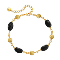 Black Resin & 18K Gold-Plated Frosted Bead Bracelet