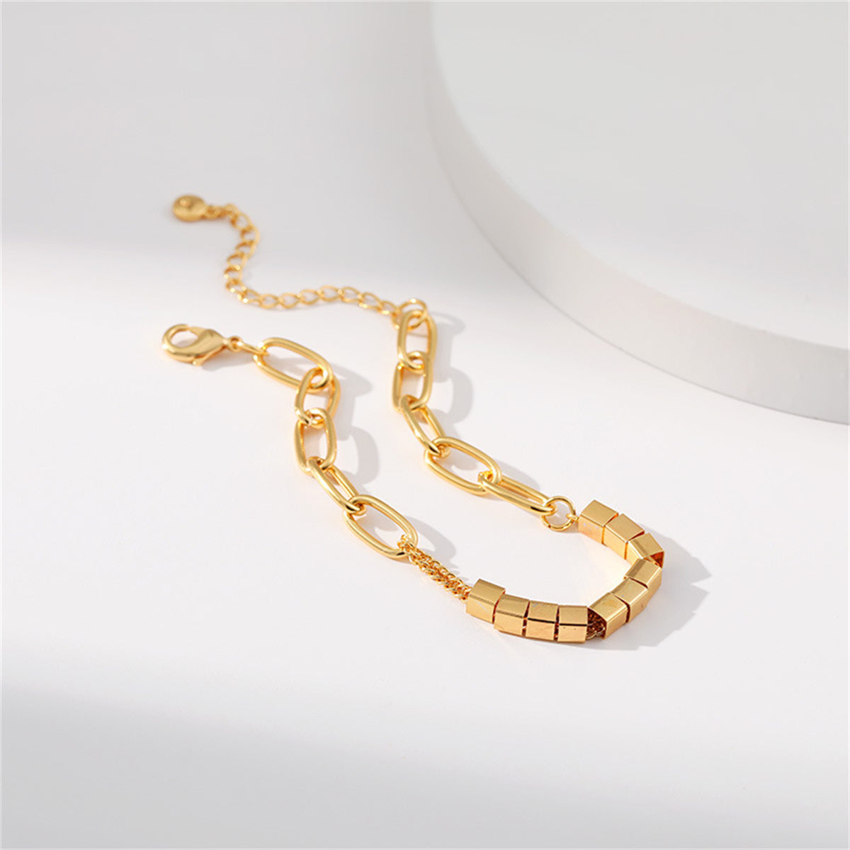 18K Gold-Plated Tube & Cable Chain Bracelet