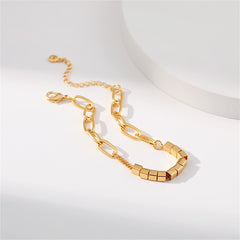 18K Gold-Plated Tube & Cable Chain Bracelet