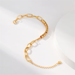 18K Gold-Plated Tube & Cable Chain Bracelet
