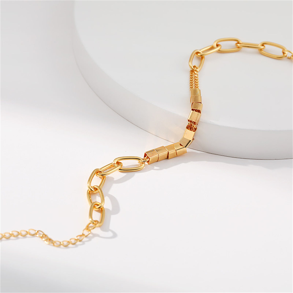 18K Gold-Plated Tube & Cable Chain Bracelet