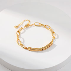 18K Gold-Plated Tube & Cable Chain Bracelet