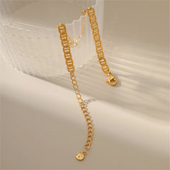 Luxurious 18K gold-plated chain bracelet with a unique link design, adding a touch of sophistication to any outfit.