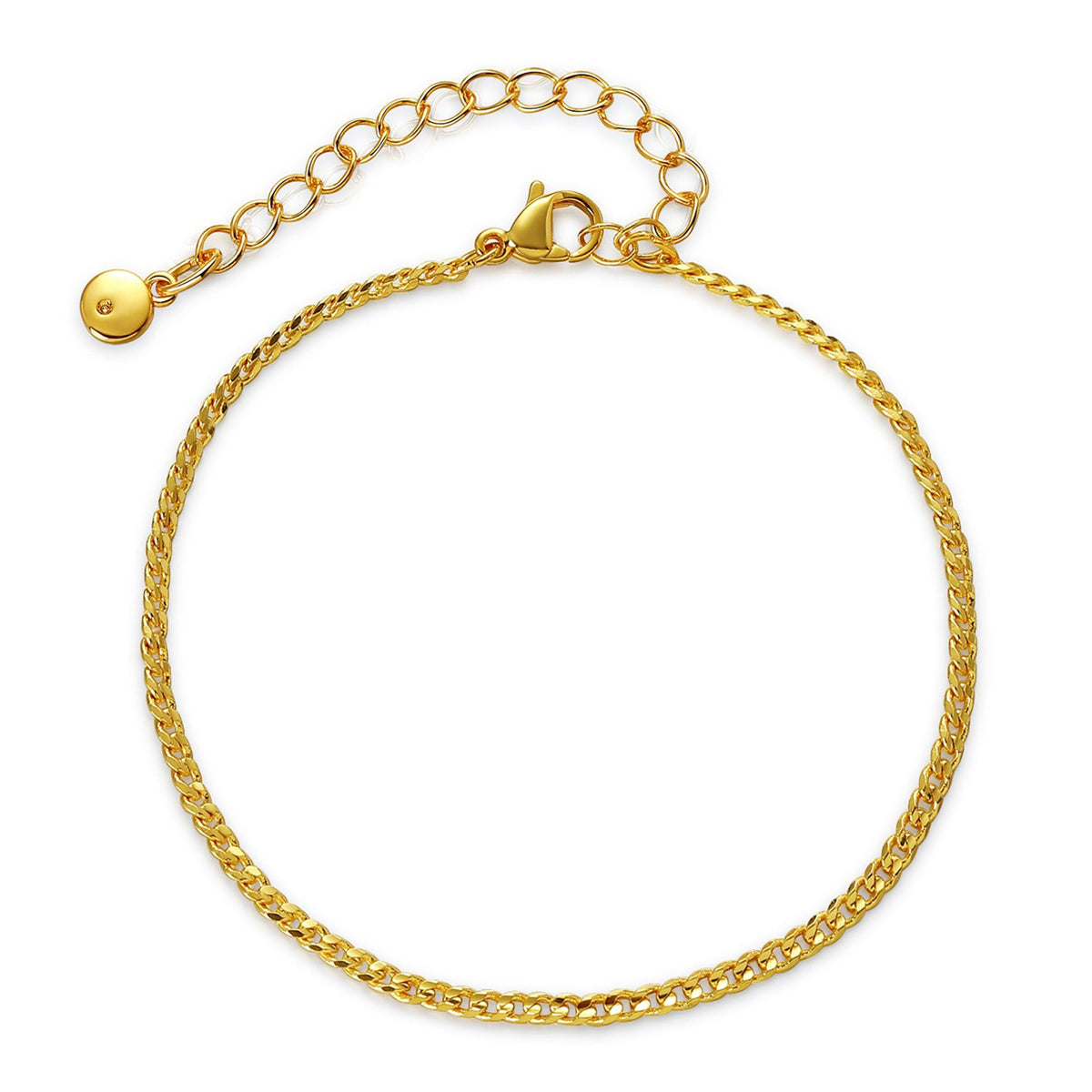 18K Gold-Plated Curb Chain Bracelet, gold bracelet for women, elegant gift for her, front view