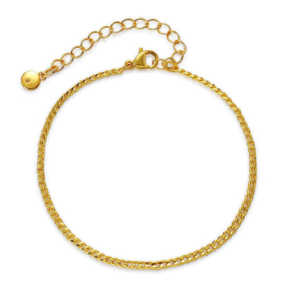 18K Gold-Plated Curb Chain Bracelet, gold bracelet for women, elegant gift for her, front view