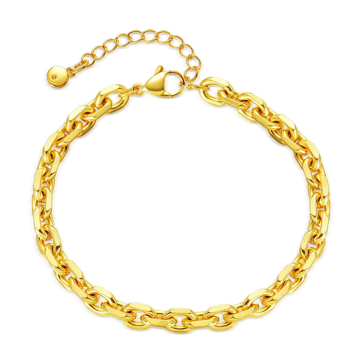 18K Gold-Plated Figaro Chain Bracelet, gold bracelet for women, elegant gift for her, front view