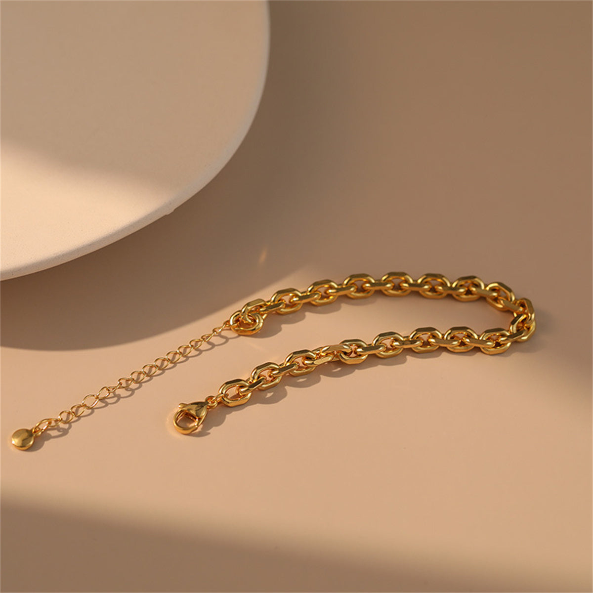 18K Gold-Plated Figaro Chain Bracelet, gold bracelet for women, elegant gift for her, side view