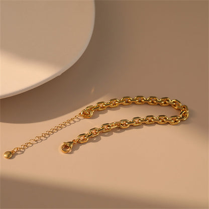 18K Gold-Plated Figaro Chain Bracelet, gold bracelet for women, elegant gift for her, side view