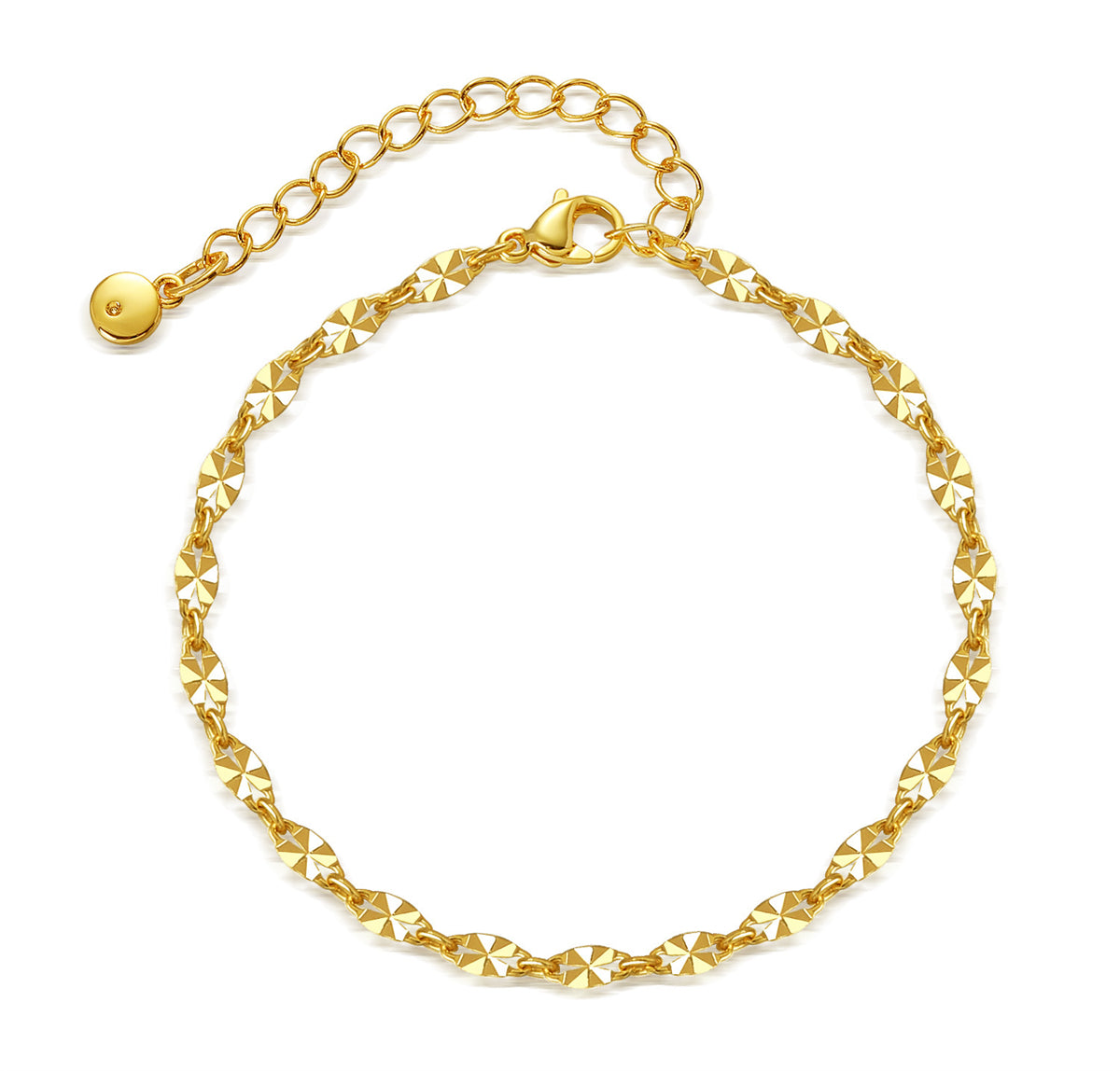 18K Gold-Plated Pear-Cut Mariner-Chain Bracelet, gold bracelet for women, everyday style, front view