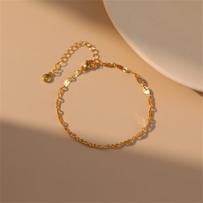 18K Gold-Plated Pear-Cut Mariner-Chain Bracelet, gold bracelet for women, everyday style, side view