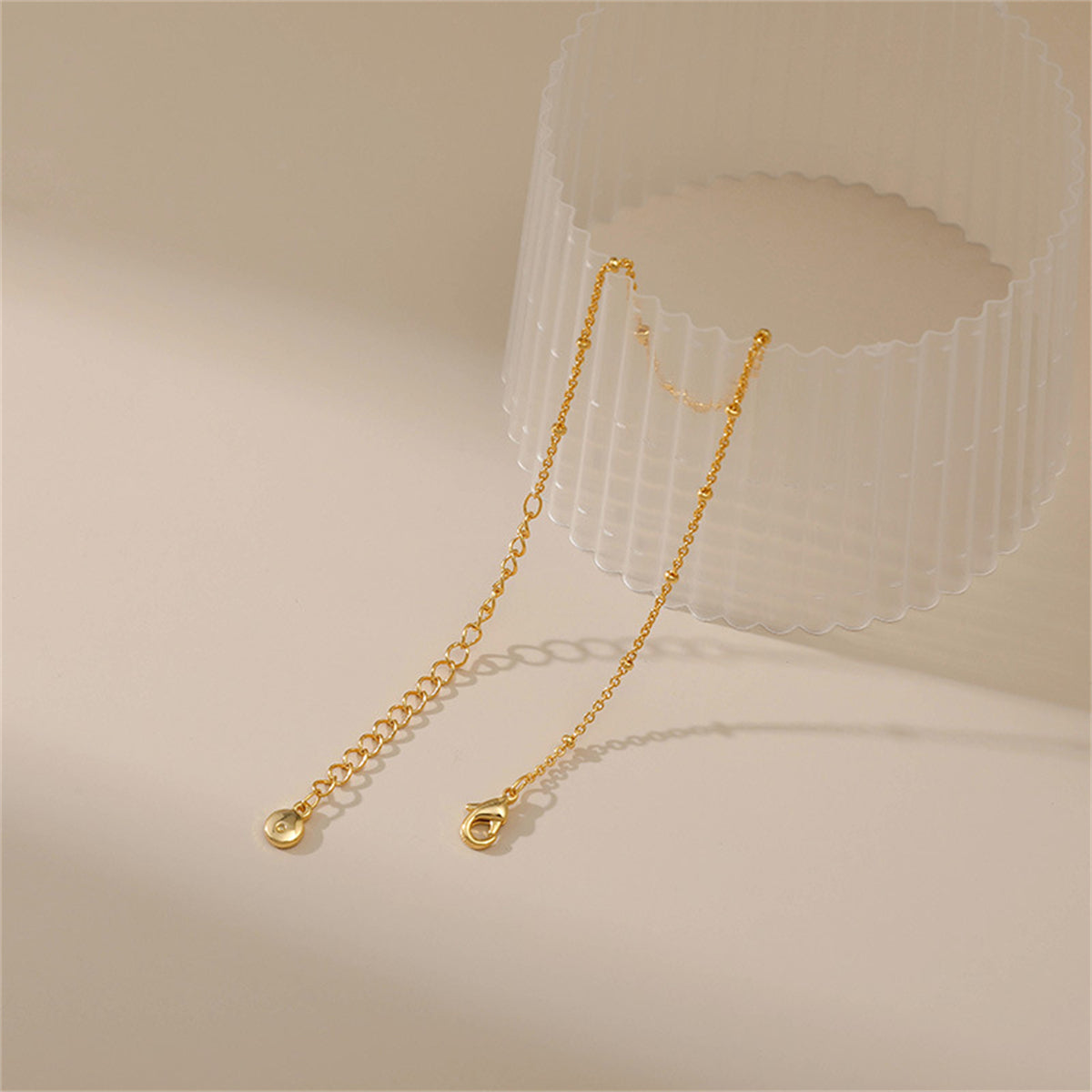 18K Gold-Plated Small Beaded Station Bracelet, gold bracelet for women, botanical inspired, detail close-up
