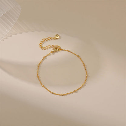 18K Gold-Plated Small Beaded Station Bracelet, gold bracelet for women, botanical inspired, lifestyle look