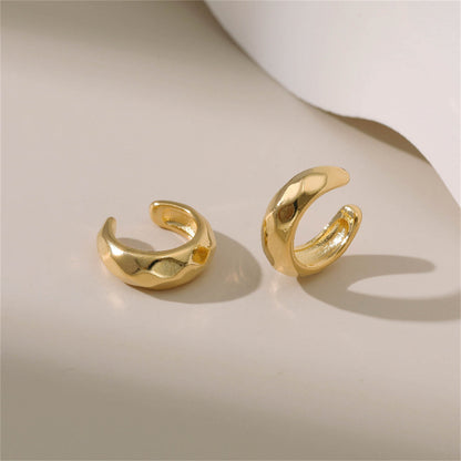 18K Gold-Plated Rhombus Ear Cuffs, gold stud earrings for women, everyday style, side view