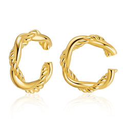 Elegant 18K gold-plated hoop earrings featuring a twisted rope design, perfect for adding a touch of sophistication to any outfit.