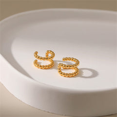 A chic gold letter 'H' embellished with a bead ball, ideal for stylish 18K gold-plated layered ear cuffs.