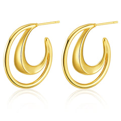 18K Gold-Plated Openwork Moon Drop Earrings