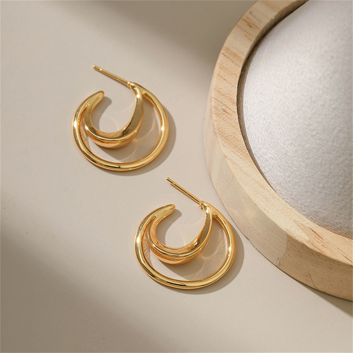 18K Gold-Plated Openwork Moon Drop Earrings