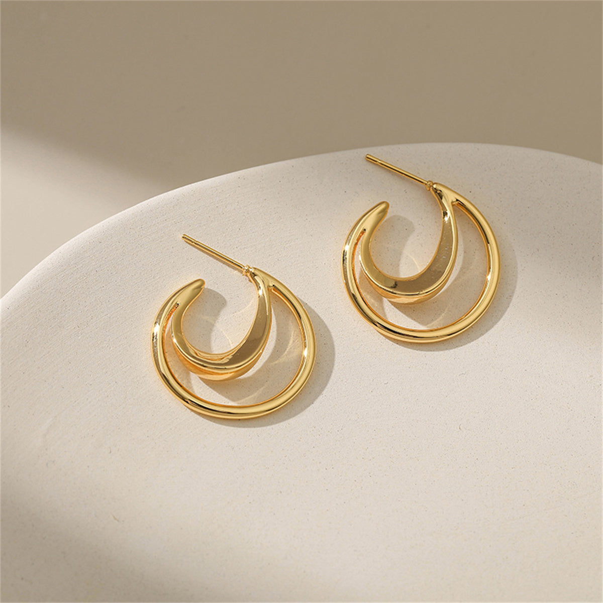18K Gold-Plated Openwork Moon Drop Earrings