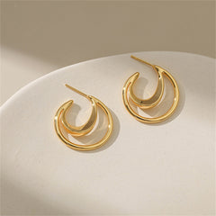 18K Gold-Plated Openwork Moon Drop Earrings