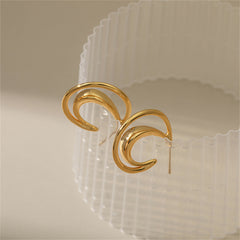 18K Gold-Plated Openwork Moon Drop Earrings