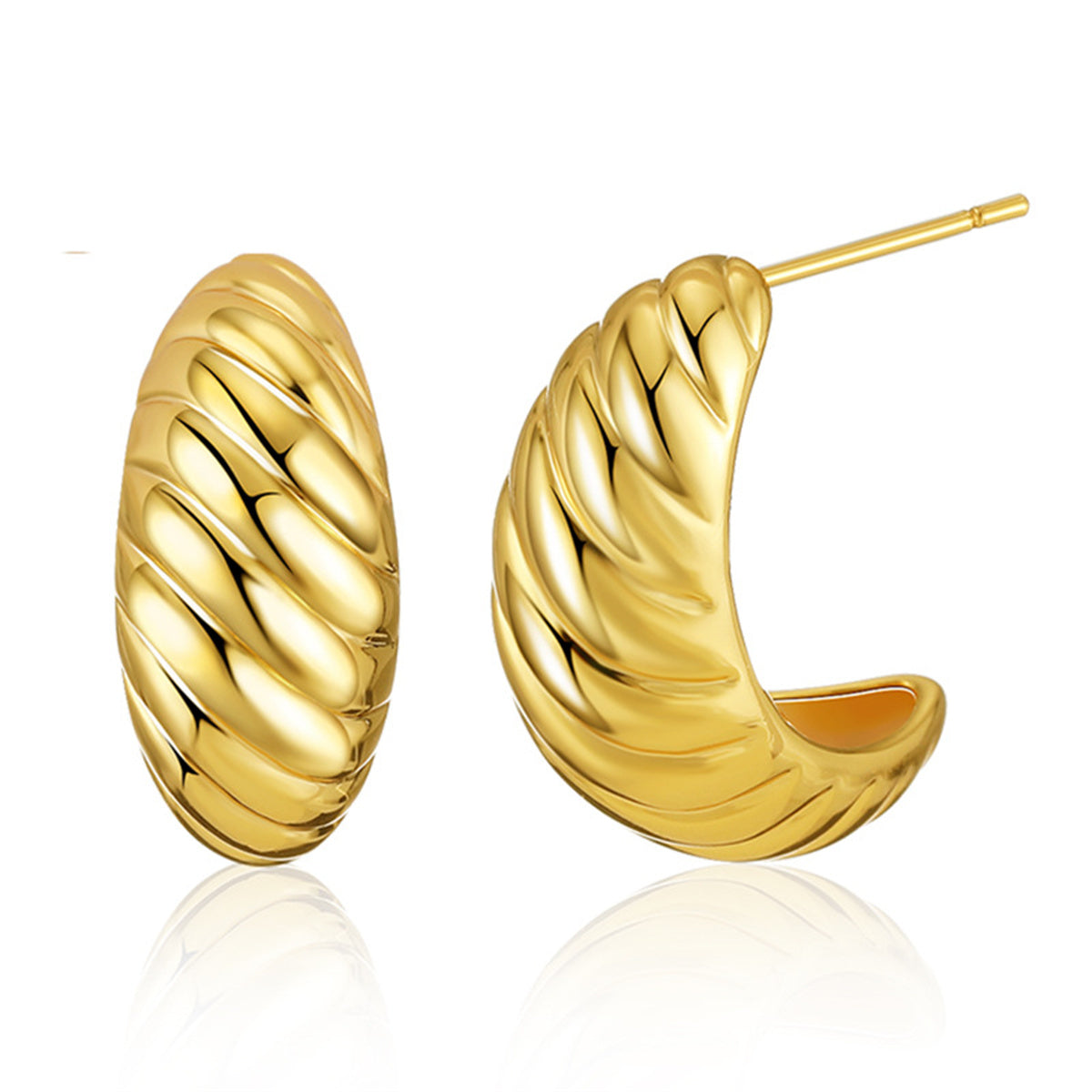 18K Gold-Plated Twisted Huggie Earrings