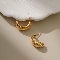 18K Gold-Plated Twisted Huggie Earrings