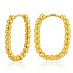 Elegant 18k gold ball hoop earrings, featuring a chic beaded design for a stylish and sophisticated look.