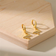 Cubic Zirconia & 18K Gold-Plated Butterfly Huggie Earrings
