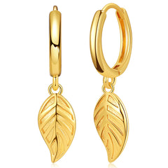 18K Gold-Plated Leaf Huggie Earrings
