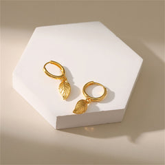 18K Gold-Plated Leaf Huggie Earrings