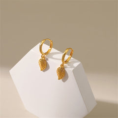 18K Gold-Plated Leaf Huggie Earrings