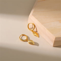 18K Gold-Plated Leaf Huggie Earrings