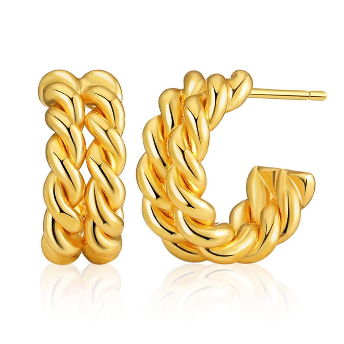18K Gold-Plated Stacked Twine Stud Earrings